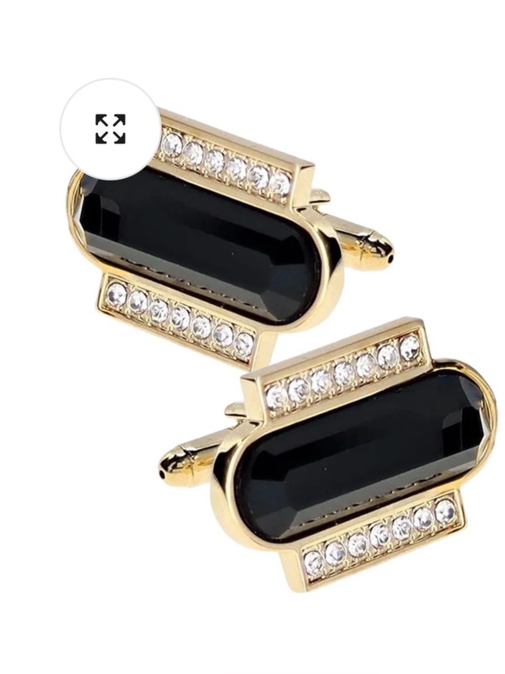 New Vittorio Vico Gold-Tone Black Stone Cufflinks with Crystal Accents